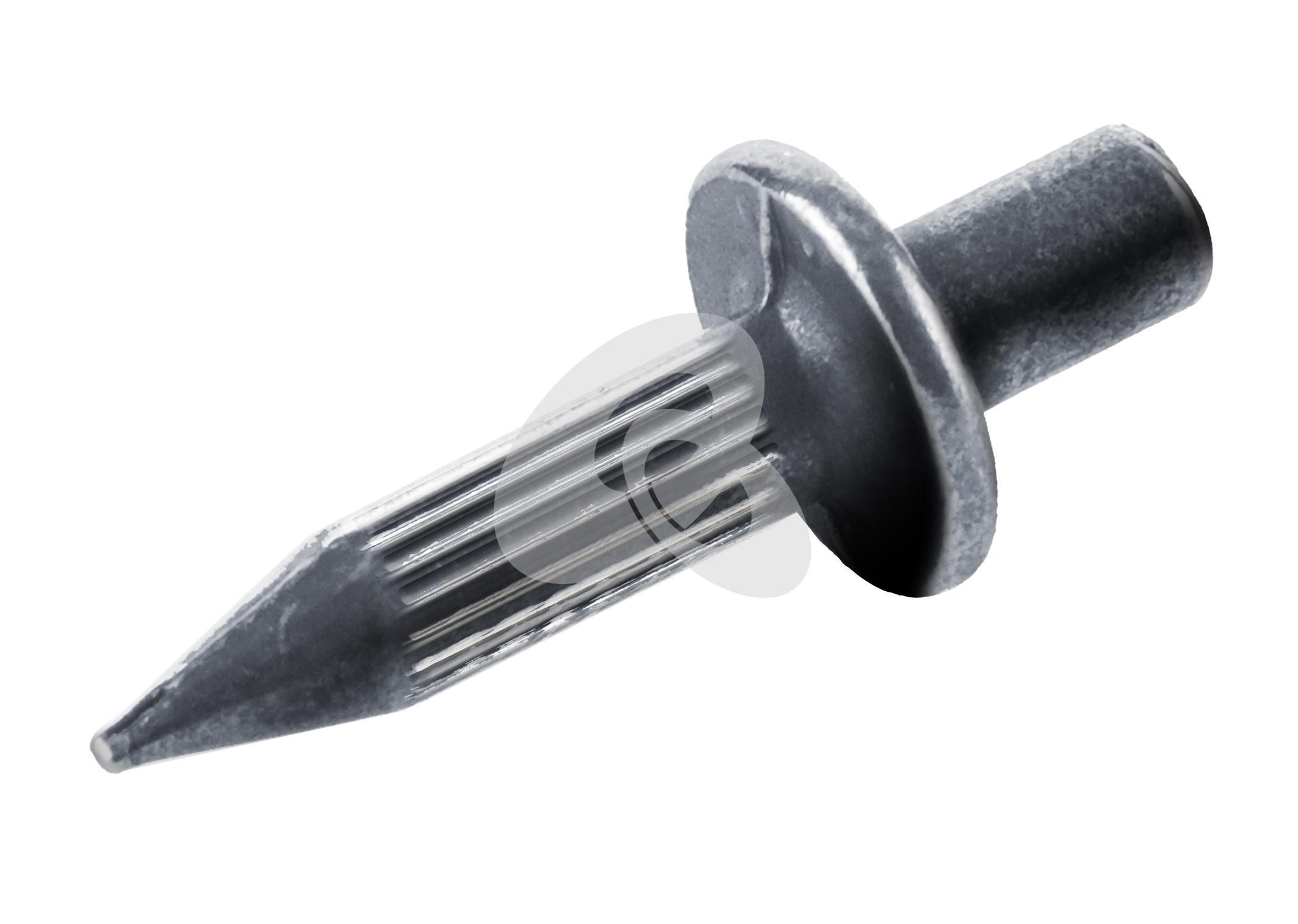 Einschlagdübel ohne Gewinde, breiter Kragen, längs geriffelt