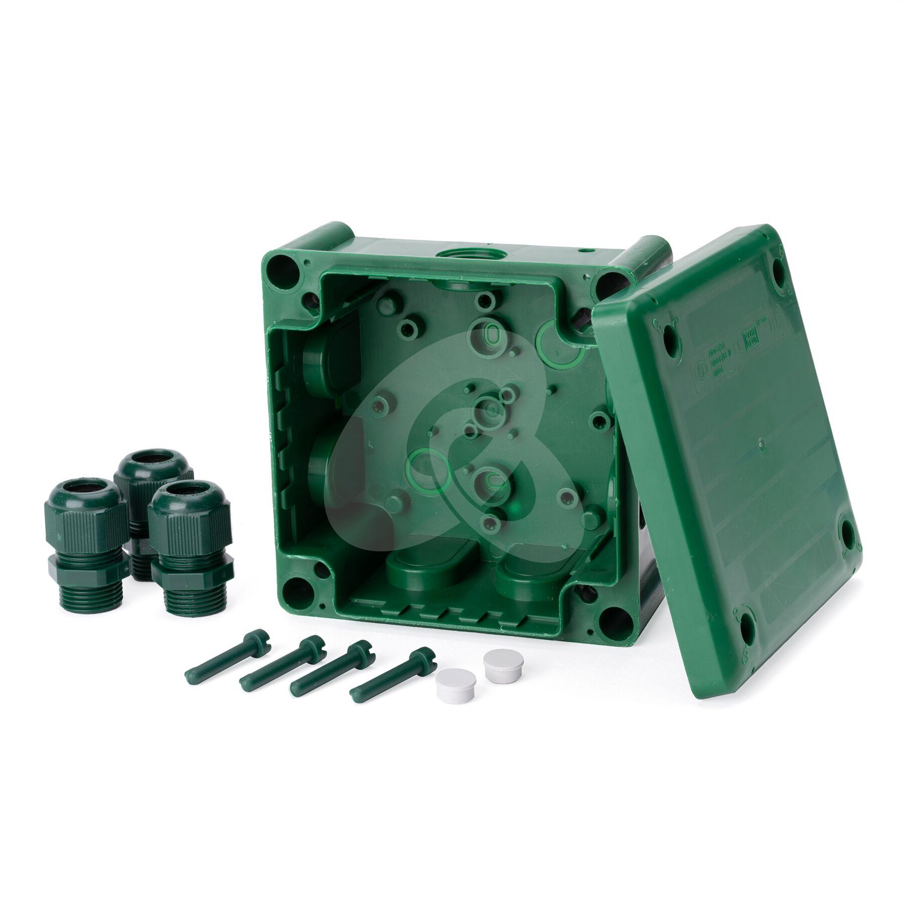 Boxline - green mit Gewinde & Deckel mit Schraubverschluss inkl. 4 Schrauben, Deckel plombierbar